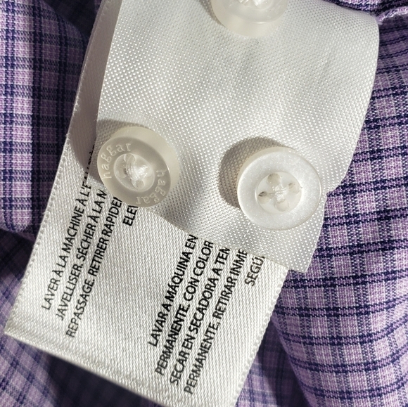 Haggar Purple Checked Collared Button Up - Picture 6 of 8